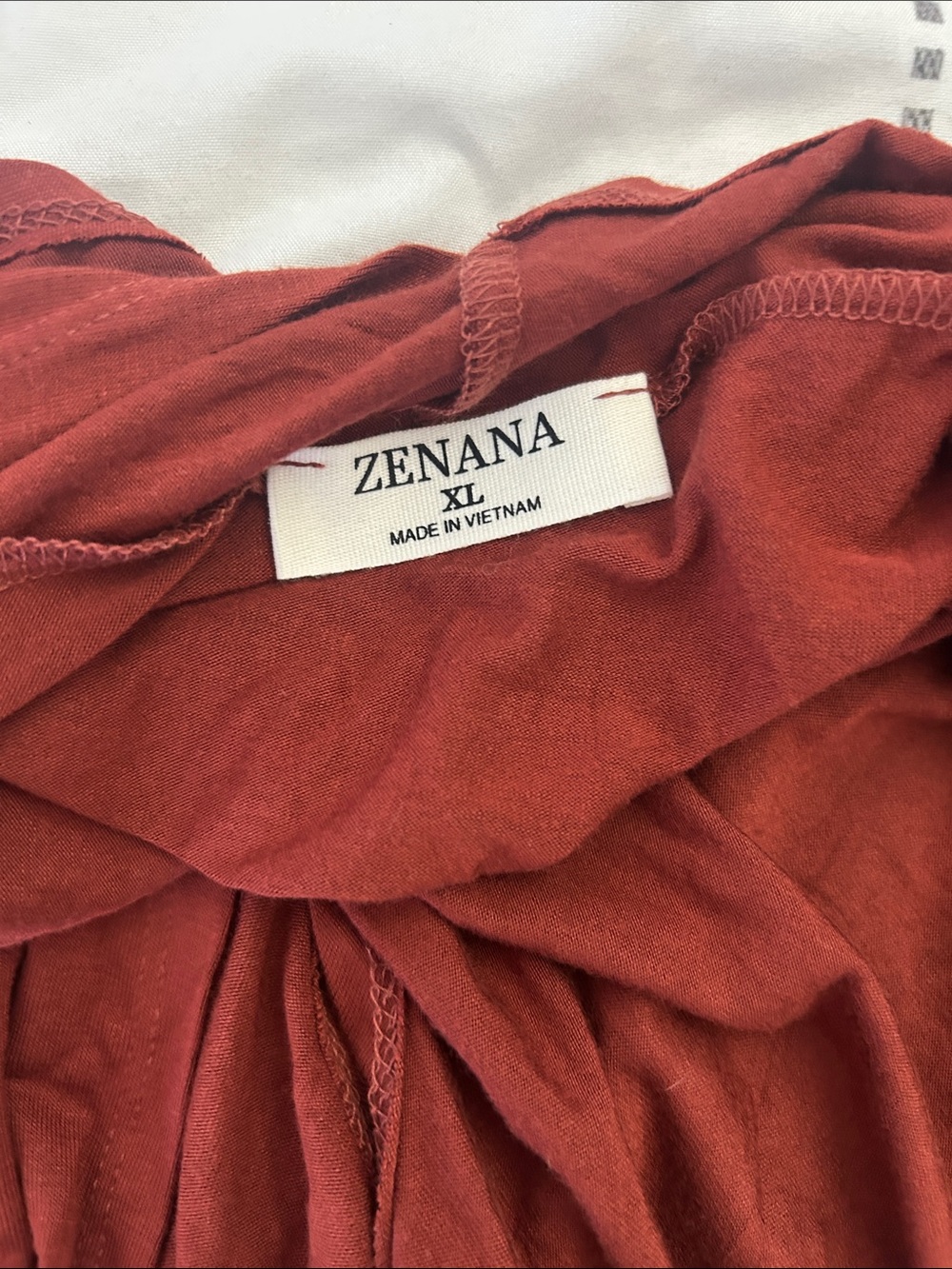 Zenana Women's Rust Wide-Leg Pants & Sleeveless Drape Vest Set. Size lg/ xl - Picture 4 of 5